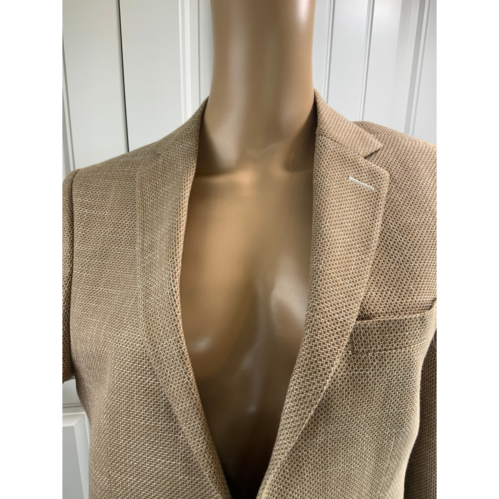 Xram Women's Tan Blazer Med Notched Lapel Office Business Preppy Light Academia - Picture 2 of 16